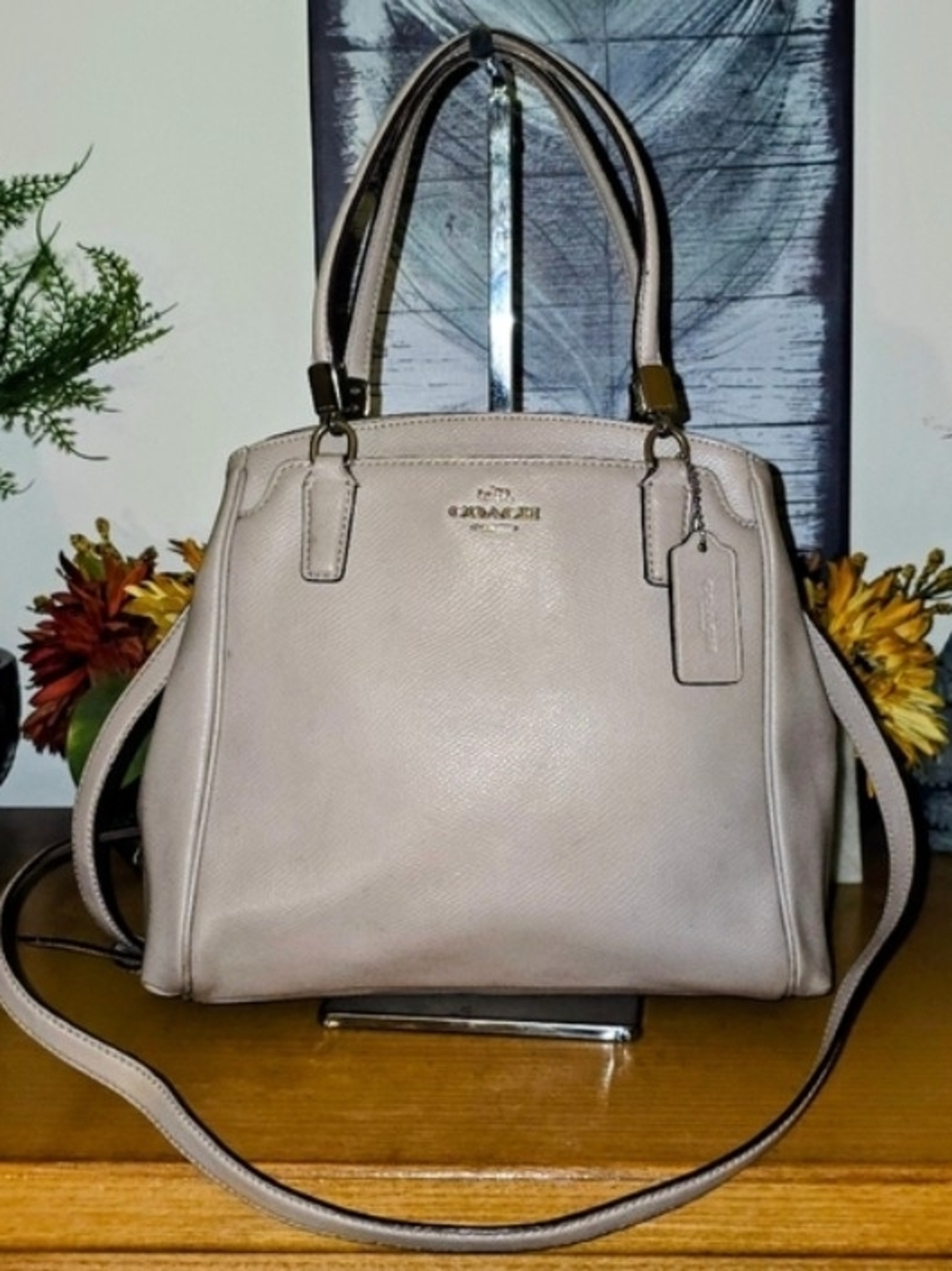 Coach Minetta Taupe Leather 3 Way Bag